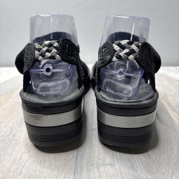 Bzees Black Woven Platform Wedge Sandals Women’s Size 8.5 – Comfort Stretch Slip - Picture 4 of 9